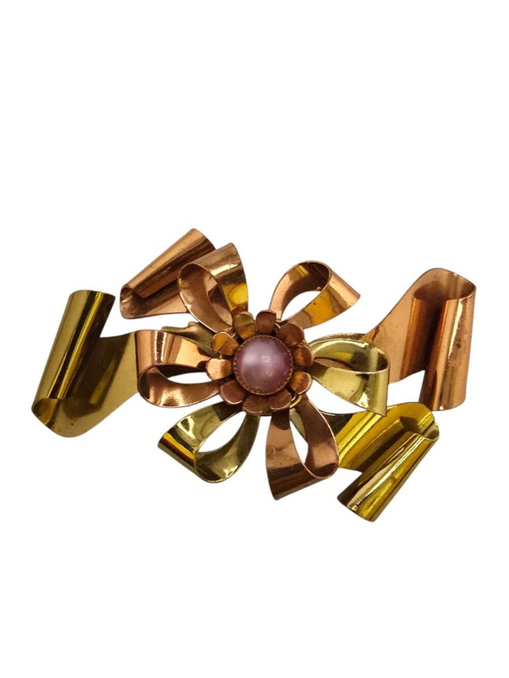 Vintage 2 Tone Metal Bow Brooch (A9186)